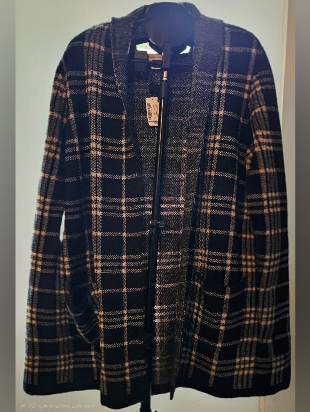 Christopher & Banks Plaid Open Front Coatigan Sweater Jacket Women's Small NWT